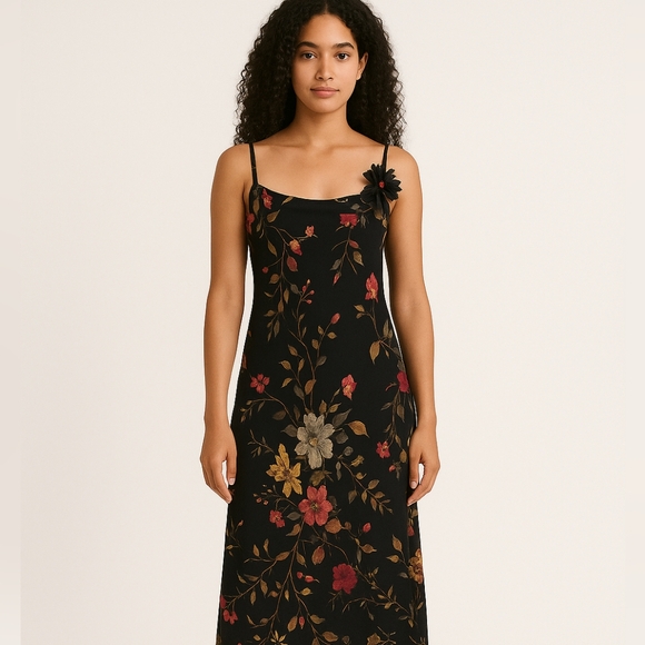 Elegant Floral Spaghetti Strap Dress - Picture 1 of 11